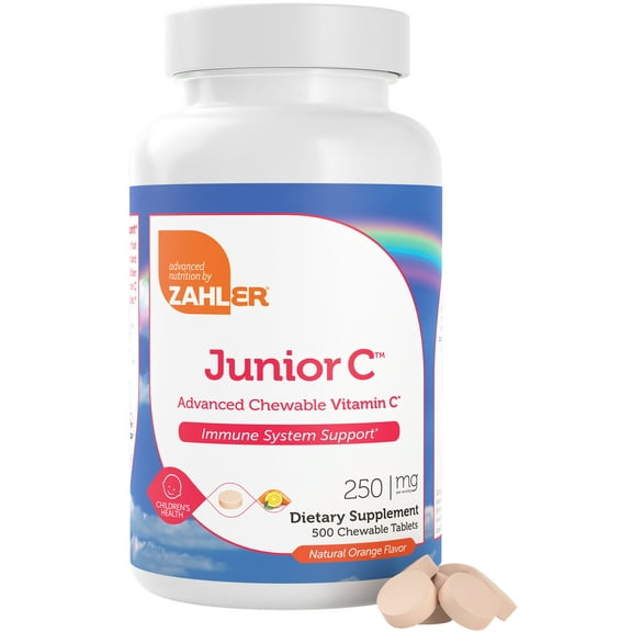 Zahler Junior C Advanced Chewable Vitamin C for Kids - Immune Support Kids Vitamins in Delicious Orange Flavor - Kosher Kids Vitamin C for Immunity - Vitamin C Chewable Antioxidant - (500 Count)