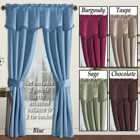 Burlington Black Out Drapery Set With Valance 52x63 Chocolate