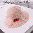 thumbnail image 2 of 56-58 cm circunferencia del sombrero sombrero de paja femenino lindo fresa sombrero de ala grande para el sol sombrero de verano protector solar sombrero de pescador, 2 of 5