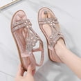 thumbnail image 2 of (2-Pack) Rinsvye Womens Bohemian Rhinestone Flowers Casual Wedge Sandals Summer Comfort Footwear Able Beach Wear, 2 of 8