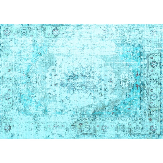 Ahgly Company Indoor Rectangle Abstract Light Blue Contemporary Area Rugs, 6' x 9'