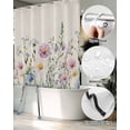 thumbnail image 5 of Split Shower Curtain for Transfer Bench, Spring Floral Fabric Shower Curtains for Bathroom, Watercolor Herbs Summer Botanical Rustic Tub Sliding Transfer Bench Waterproof Bath Curtains 72"x72", 5 of 9