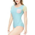 thumbnail image 2 of CutiePlusU Cotton Button Crotch Bodysuit Adult Romper Onesie Pajamas Splicing Style Blue M, 2 of 5