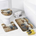 thumbnail image 4 of Farmhouse Highland Cow Funny Cattle And Flower 4PCS Shower Curtain Sets with Rugs with Non-Slip Bath Mat Toilet Rug，72" X 72", 4 of 8