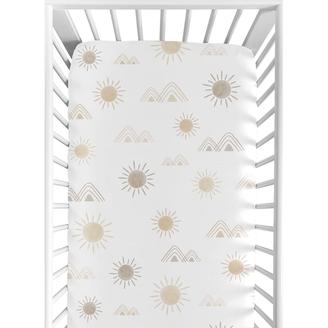 Sábana bajera ajustable para cuna Sweet Jojo Designs 132 x 71 x 20 cm, color topo Sun