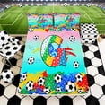 thumbnail image 3 of Erosebridal Letter G Teal Gradient Soccer Ball Print Queen Sheet Sets, Sports Monogram Bed Set for Kids Boys and Girls, 1 Flat Sheet, 1 Fitted Sheet and 2 Pillowcases, 3 of 6