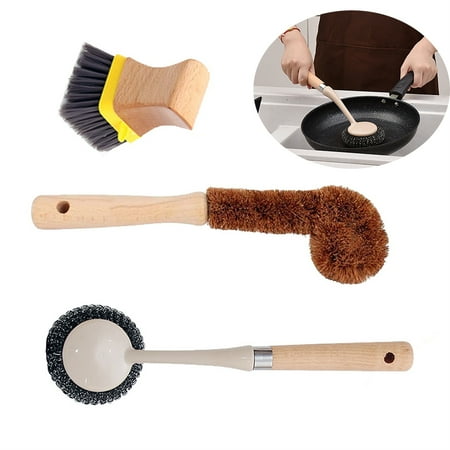 

EIMELI Bamboo Brush Kitchen Set Bamboo Dish Scrubber Set Dish Brush Set eco Cleaning Tools for pots and Dishes Bamboo Dish Brush