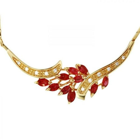 Foreli 2.68CTW Ruby And Diamond 14K Yellow Gold Necklace