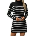 thumbnail image 2 of Blmnix Women Dresses Mini Bodycon Dress Long Sleeve Turtleneck Casual Black Dress, 2 of 5