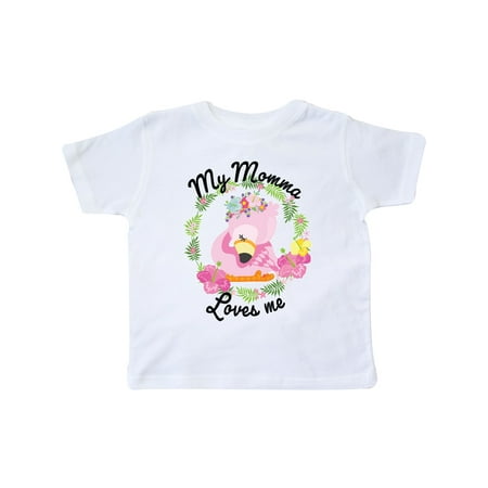 

Inktastic Baby Flamingo My Momma Loves Me with Flower Wreath Gift Toddler Boy or Toddler Girl T-Shirt