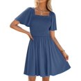 thumbnail image 1 of Minivestido casual ZESICA 2025, verano, con volantes ondulados, azul, 1 of 6