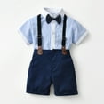 thumbnail image 2 of Boys Gentlemen's Clothing Summer Short Sleeve Top Bib Shorts Tie Four-piece Set Boys Toddler Dress Suit Baby Boys Pants Wedding Tuxedo, 2 of 9