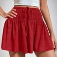 thumbnail image 2 of Besolor Shorts for Women Smocked High Waisted Drawstring Wide Leg Shorts Ruffle Flowy Dressy Summer Shorts, 2 of 6