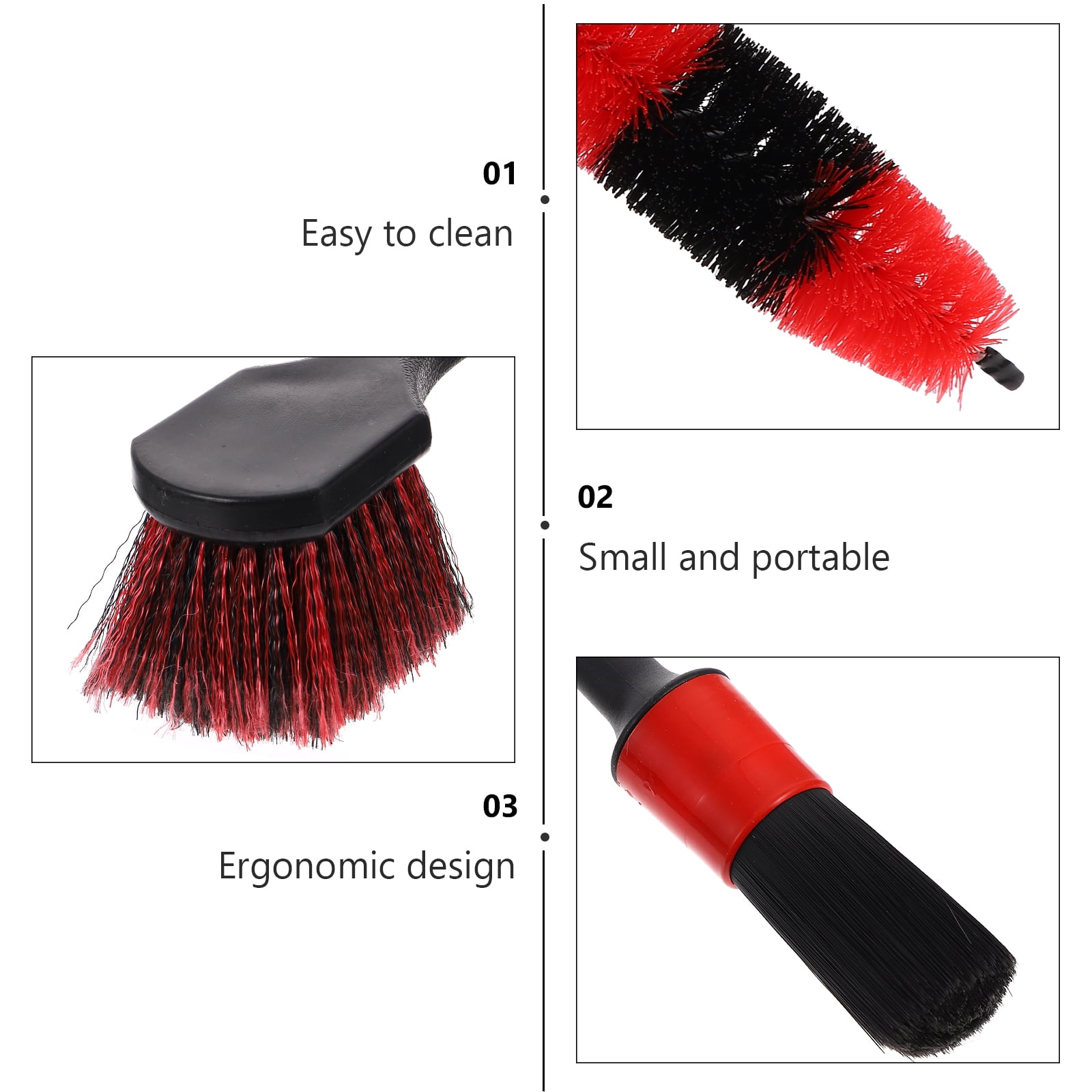 BESTONZON Car Wash Detail Set with 8pcs brushes and nonwoven towel for car cleaning use Assorted Color
