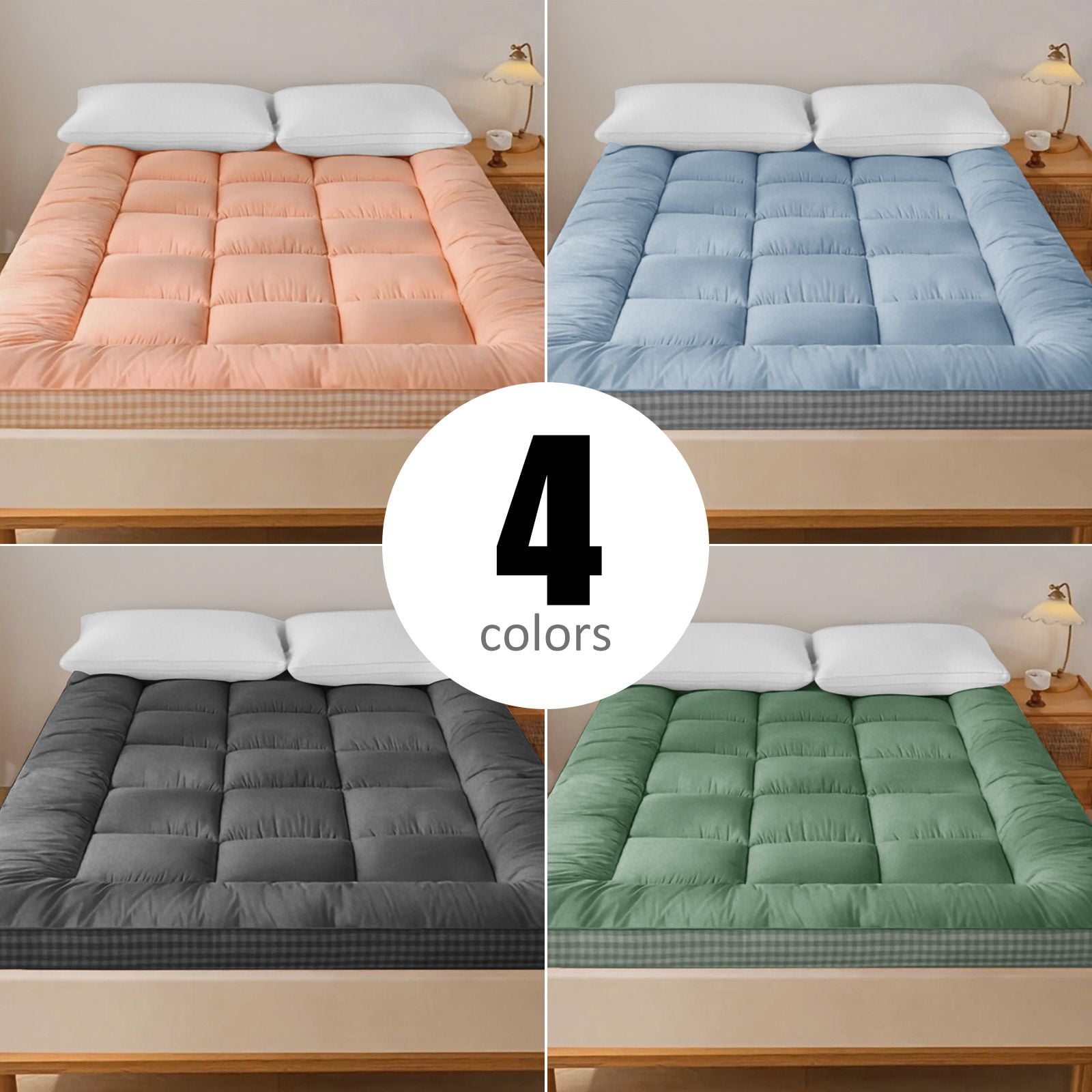 Mattress With Checkered Three-Dimensional Edges, 4 Colors, Full Size