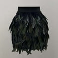 thumbnail image 2 of RUTAYY Women Elastic Waist Feather Party Skirt Black Solid Color Smocked Boho Pleated Skirts, 2 of 3