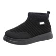 thumbnail image 6 of Women's Knit Snow Boots Furry Lined Slip on Winter Ankle Booties Casual Platform High Top Walking Shoes Black Size 7, 6 of 6