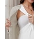 thumbnail image 5 of Camisas de maternidad de botón para mujeres INSPIRE CHIC, ropa de embarazo, de manga larga, cuello en V, tops de lactancia de 2 piezas, talla L, caqui, 5 of 6