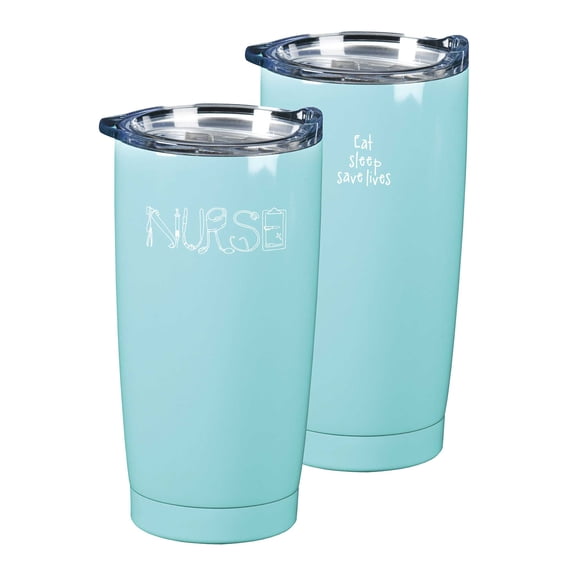 Nurse Eat Sleep Save Teal Blue 20 ounce Stainless Steel Metal Travel Tumbler