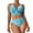 Blue, variant on Women's Ruched Deep V High Waisted Bikini Swimsuit Set,Halter Tankini Top + Bottom Two Piece Bathing Suit for Women, Swimsuits for Juniors Teens Summer Beach Vacation