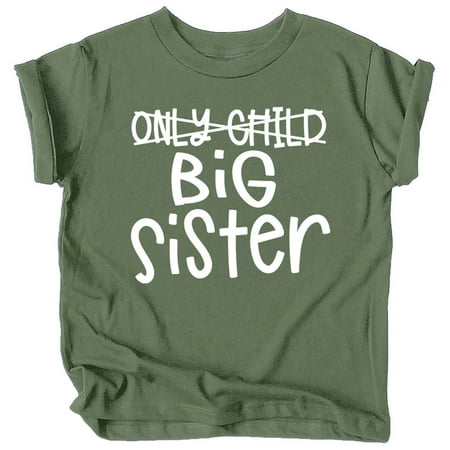 

Olive Loves Apple Only Child to Big Sister Sibling Announcement Shirts for Baby and Toddler Girls Sibling Outfits Military Green Shirt 12 Months