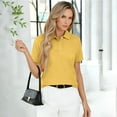 thumbnail image 4 of Hearthz Women's Short-Sleeve Polo Shirt 3 Buttons Collared Tennis Activewear UPF 50+ Sun Protection Women's Golf Shirts Yellow S, 4 of 5