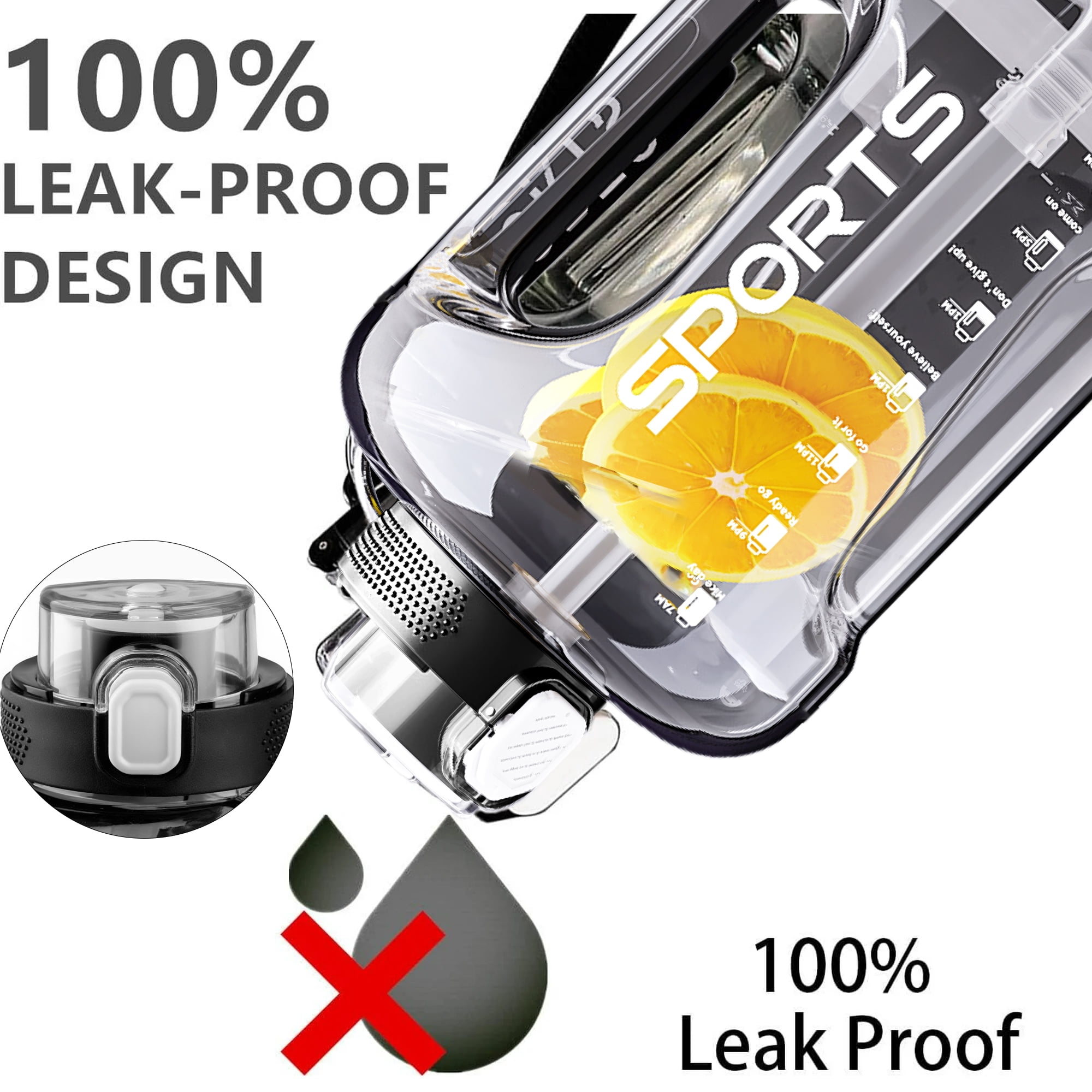 1 Gallon Water Bottles,128 oz Motivational Time Marked Water Bottle With Straw,BPA Free,Leak Proof Sports Water Bottle