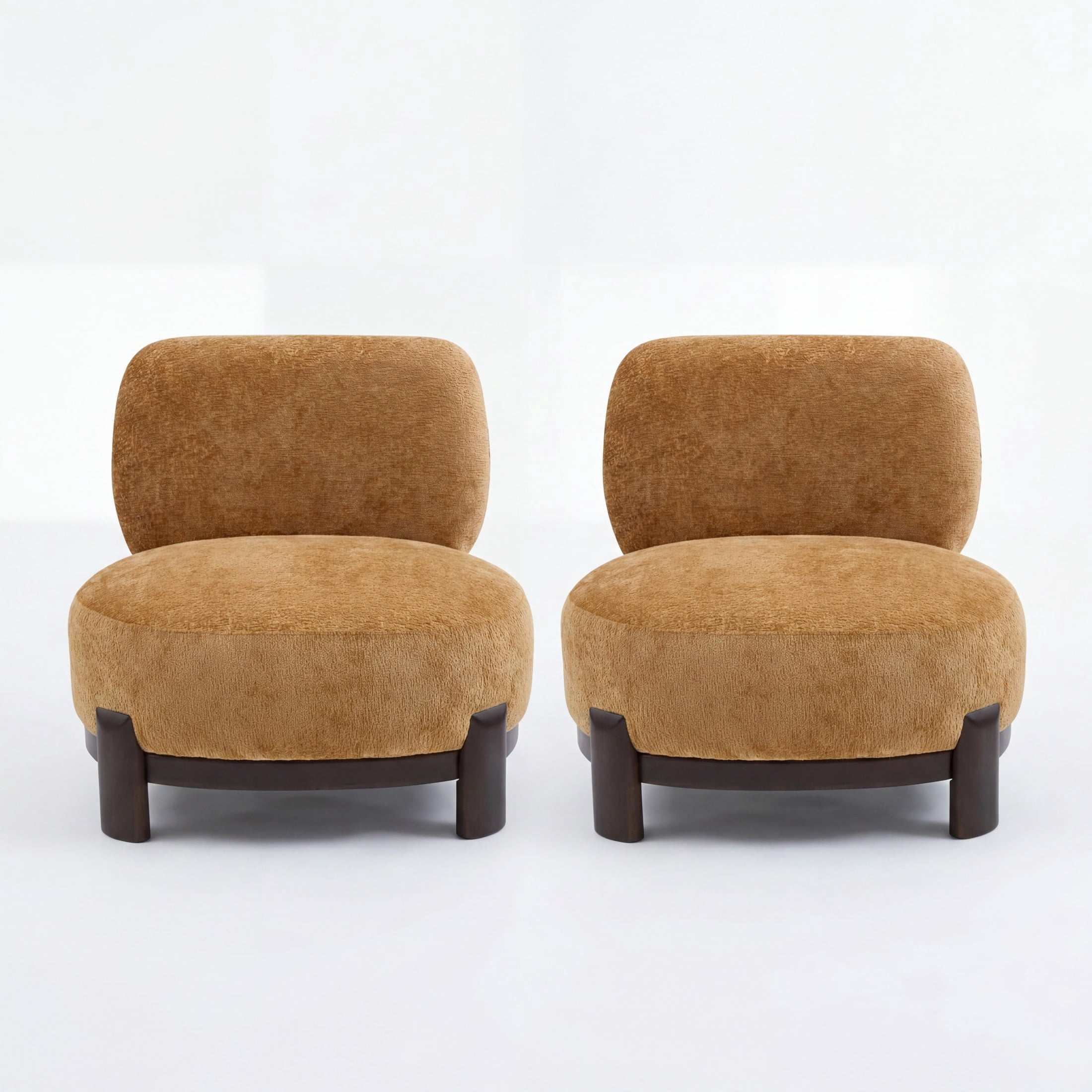 Christopher Knight Home Modern Upholstered Armless Accent Chair with Wood Legs, Wide Seat, Pumpkin Yellow, Set of 2
