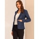thumbnail image 3 of Chaqueta de mujer elegante a cuadros de Manga larga con solapa frontal abierta de tweed Allegra K Azul Oscuro XL, 3 of 6