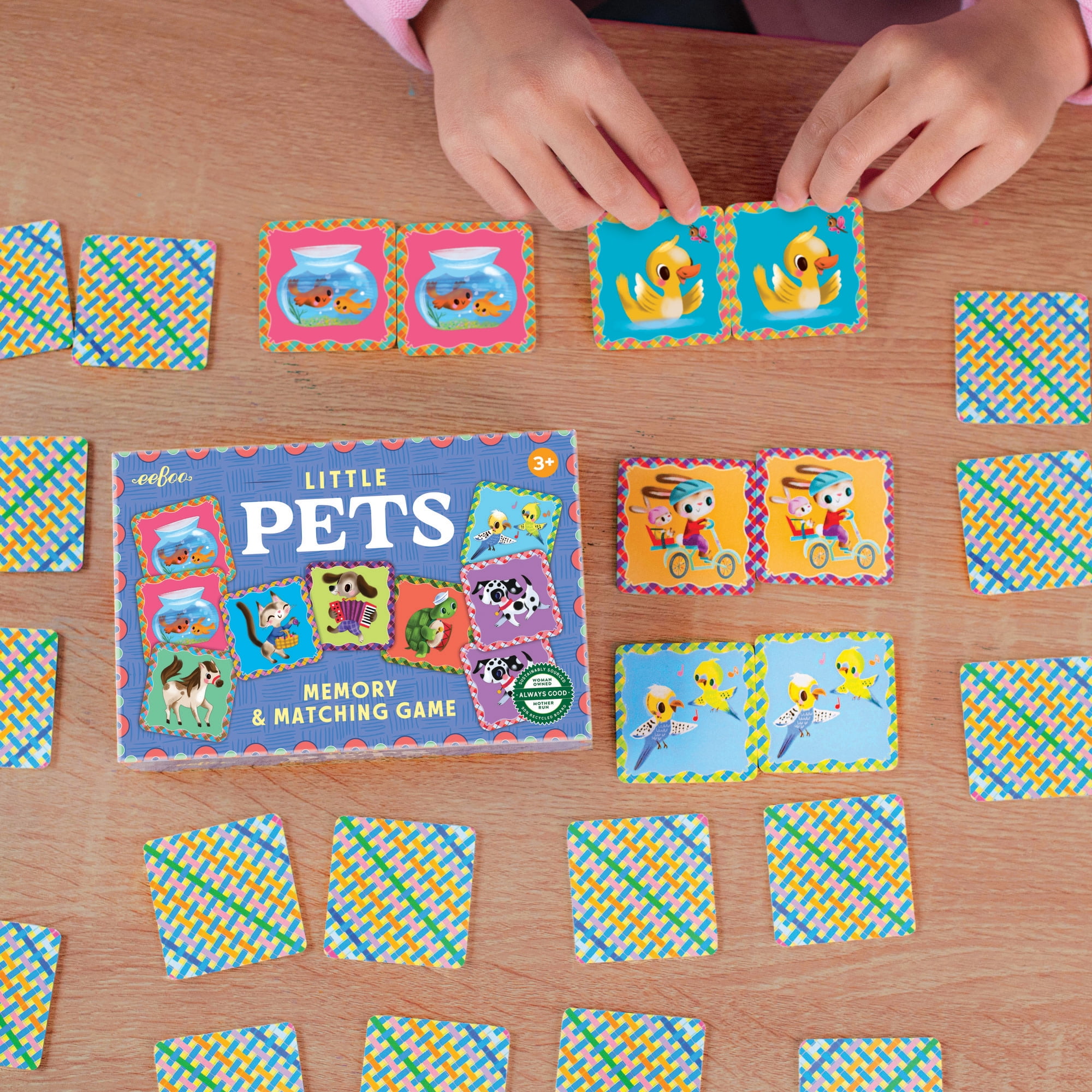 eeBoo Little Pets Memory & Matching Game, Ages 3+ For 1-4 Players - Sharpens Recognition, Concentration & Memory Skills, Includes 36 Tiles, 18 Pairs