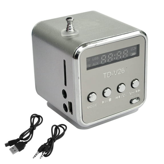 Portable Radio Speaker with LCD Screen Micro SD / TF MP3 FM Digital Music Player for Laptop;Portable Radio Speaker with LCD silver Screen Micro SD / TF MP3 FM Music Player