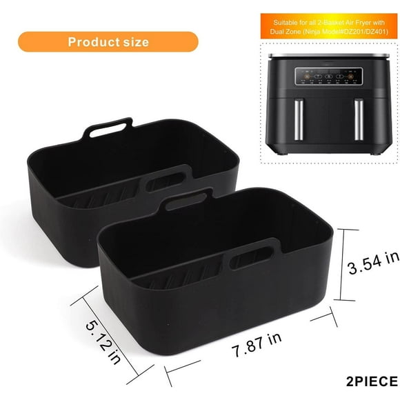 Panier Double Friteuse Casserole en Silicone Tapis en Silicone Accessoires de Friteuse Réutilisables Tapis en Silicone pour Friteuse