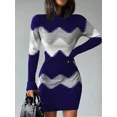 thumbnail image 2 of Vestido corto elegante para mujer, minivestido tejido con estampado de moda para primavera y otoño, vestido ajustado de manga larga a la cadera 2024, 2 of 6