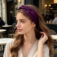 thumbnail image 2 of Fgnfyis Knotted Headband for Women Korean Style Pleated Headband Washing Face Bathing Makeup Stretchy Bandana Hair Bandana Dark Purple One Size, 2 of 4