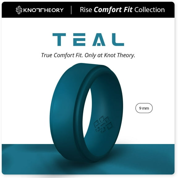 Teal Step Edge Breathable Silicone Ring for Men 9mm Bandwidth