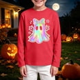 thumbnail image 2 of KPOPLK Halloween Shirts for Kids Boys Girls Ghost Tshirt Long Sleeve Funny Tee Tops Toddler Halloween Tshirt(9-10 Years,Red), 2 of 5