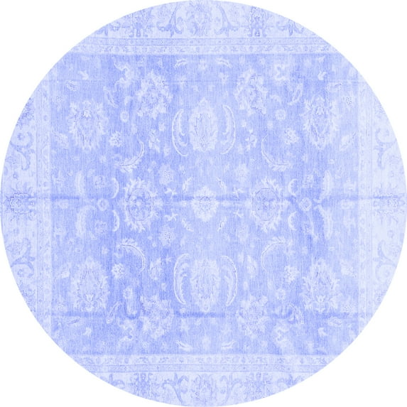 Ahgly Company Indoor Round Oriental Blue Traditional Area Rugs, 5' Round