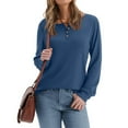 thumbnail image 4 of Ronuti Winter Long Sleeve Shirts for Women Henley Fall Womens Tops Crew Neck Blouses Dressy Casual Winter Clothes M-3Xl, 4 of 8