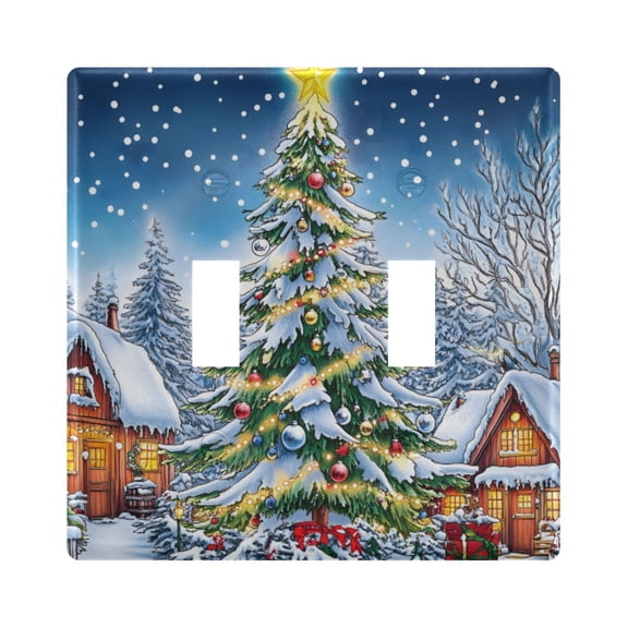 Dailycode Light Switch Plate Covers 2 Gang Wall Plate Plastics Outlet Covers for Kitchen Home Office Decor Christmas Tree House Snow