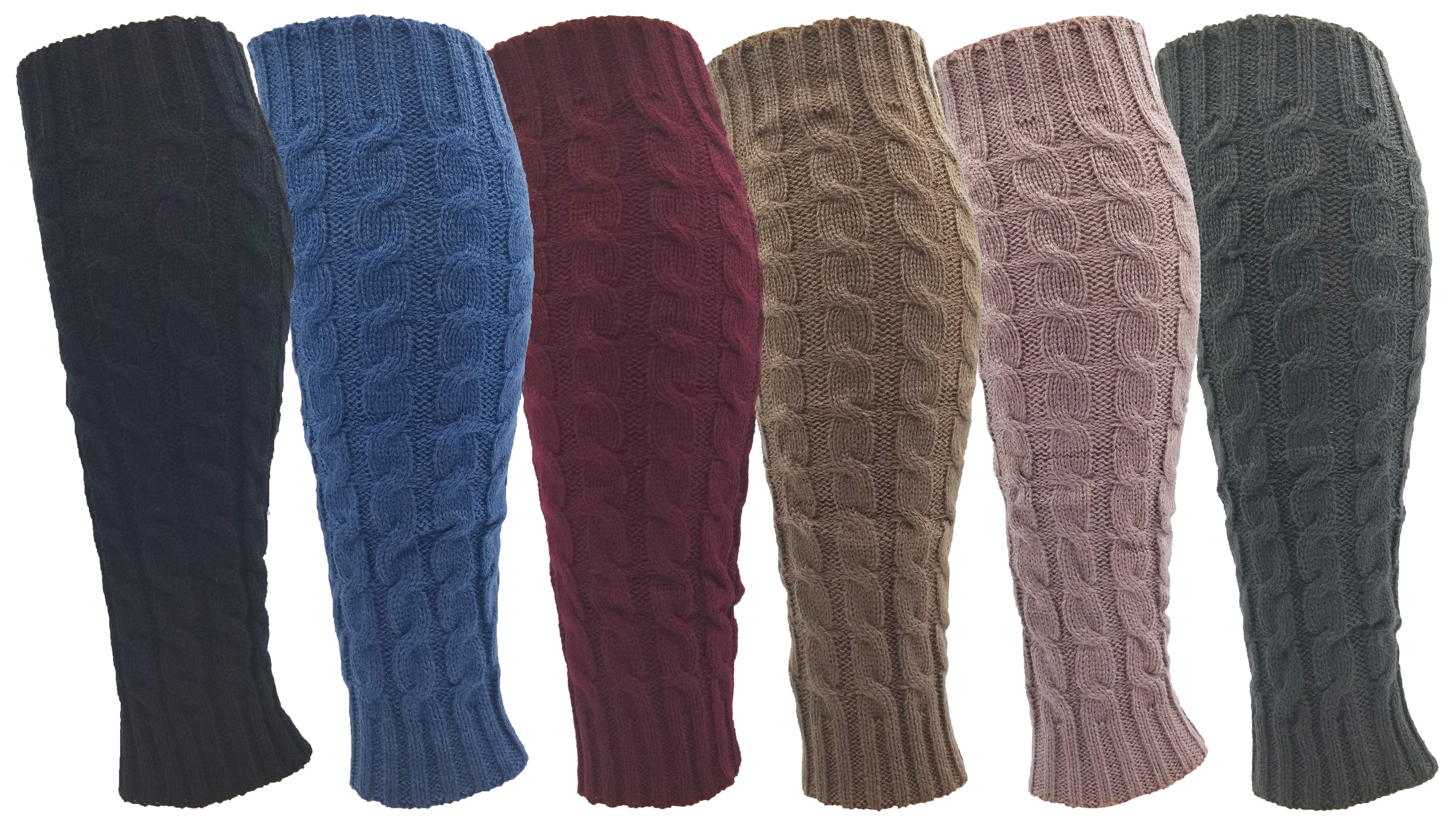 Leg Warmers for Women, 6 Pairs Knee High Cable Knit Warm Thermal ...
