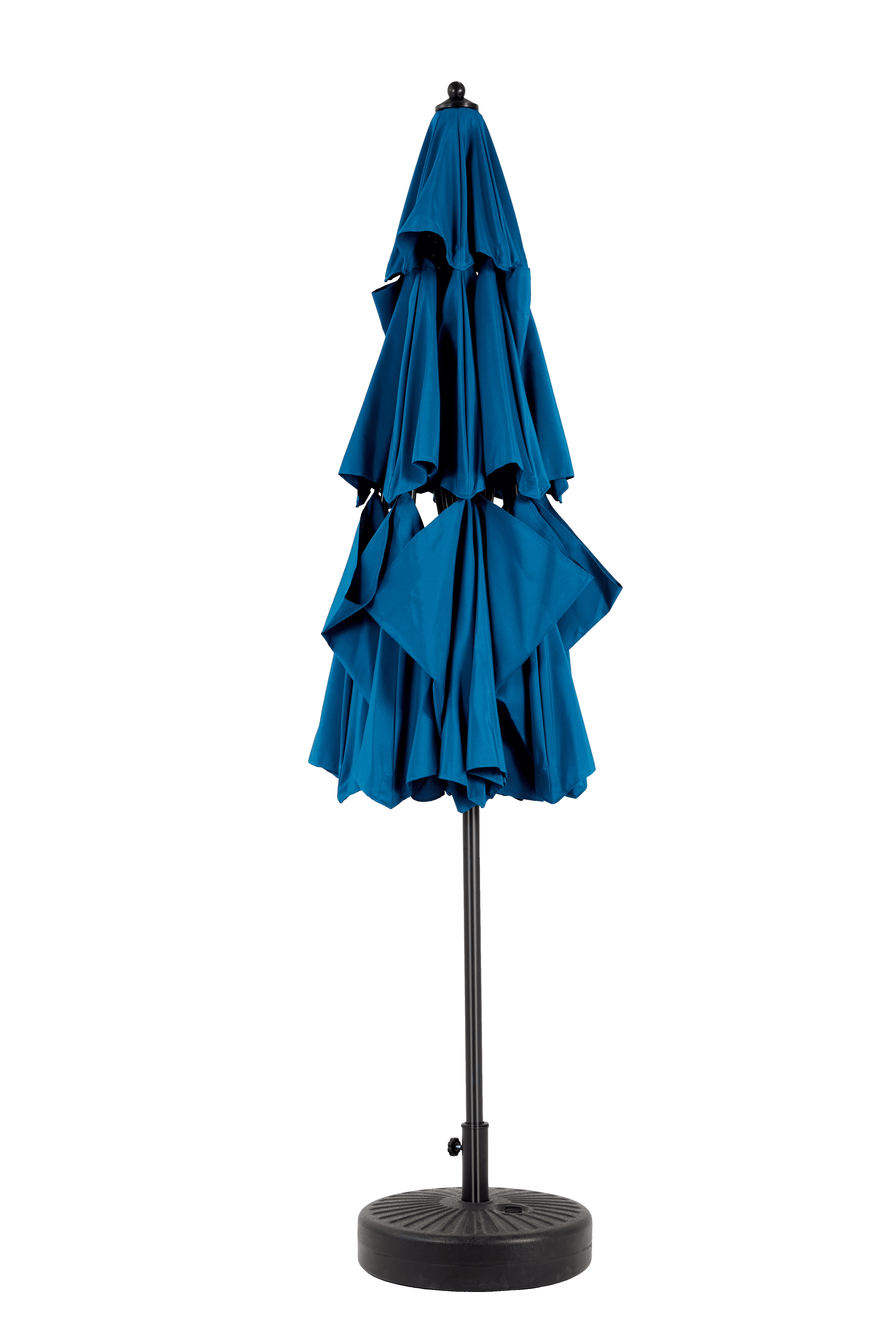 Aluminum 3-Tier Auto-Tilt Outdoor Patio Umbrella 10-Foot, Market Cantilever Umbrella for Pool and Deck with Crank, Dark Blue