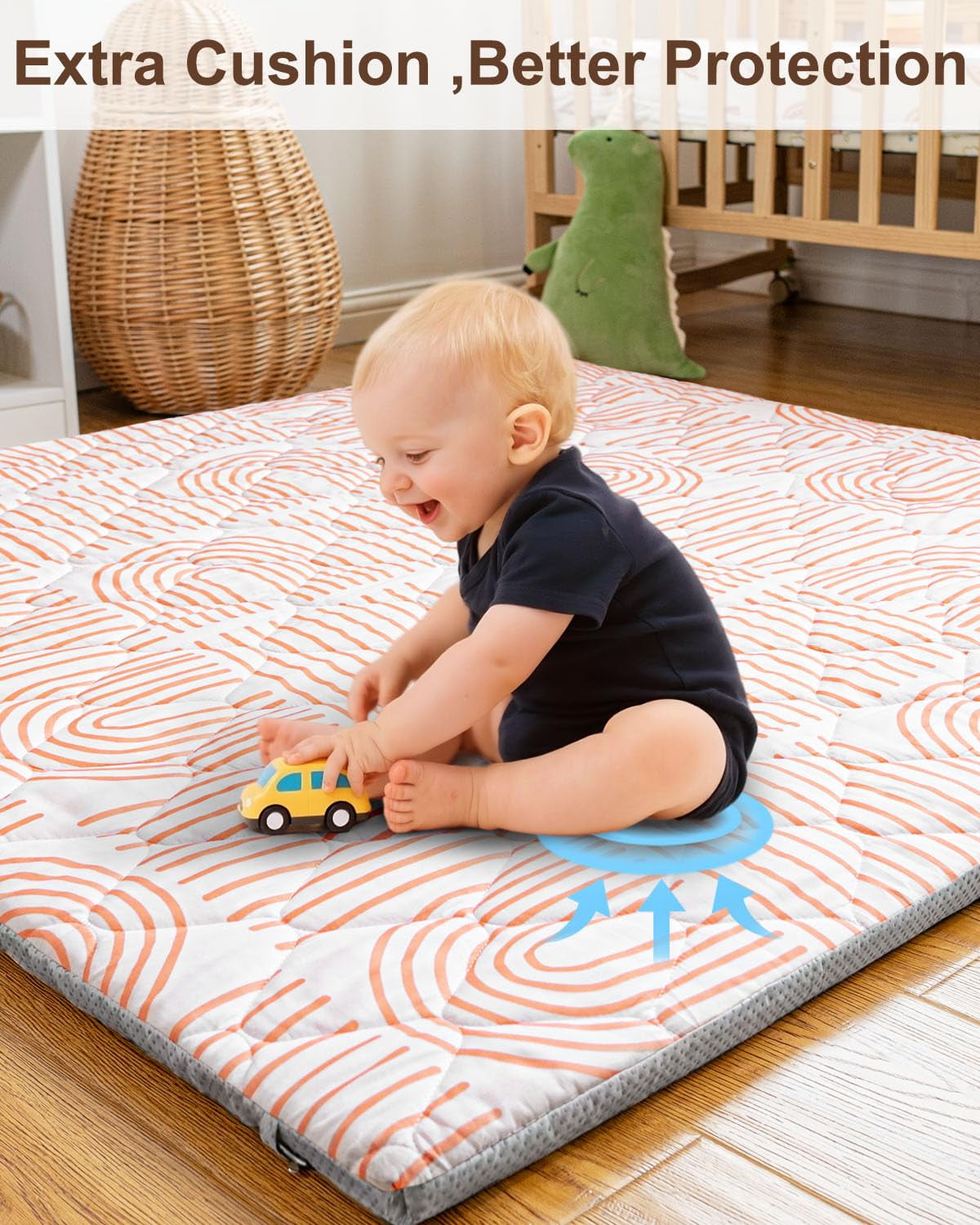 Zenkitch Baby Play Mat,Removable Washable Cover,50" × 50" ,Soft and Non-Slip for Infants and Toddlers, Suitable for Playpen and Floors