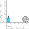 thumbnail image 2 of Gem Stone King 18K Rose Gold Plated Silver Green Turquoise and Red Garnet Pendant Necklace for Women (11.37 Cttw, Emerald Cut 18X13MM, With 18 inch Silver Chain), 2 of 4