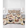 thumbnail image 2 of Twin XL Quilt Bedding Set, Farmhouse Rooster Reversible Summer Quilt 3 Pieces, Vintage Watercolor Flowers Beige Lightweight Bedspreads Coverlets with 2 Pillow Shams for All Seasons, 2 of 5