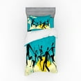 thumbnail image 1 of Retro Duvet Cover Set, Grunge Silhouettes with Old Fashioned Clothes Dancing Party Weathered Background, Bedding Set with Shams and Fitted Sheet, 3 Sizes, by Ambesonne, 1 of 3