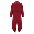 thumbnail image 2 of YEAHDOR Boys Renaissance Steampunk Long Sleeved Tailcoat Medieval Victorian Gothic Notch Lapel Jacket Red 6, 2 of 7
