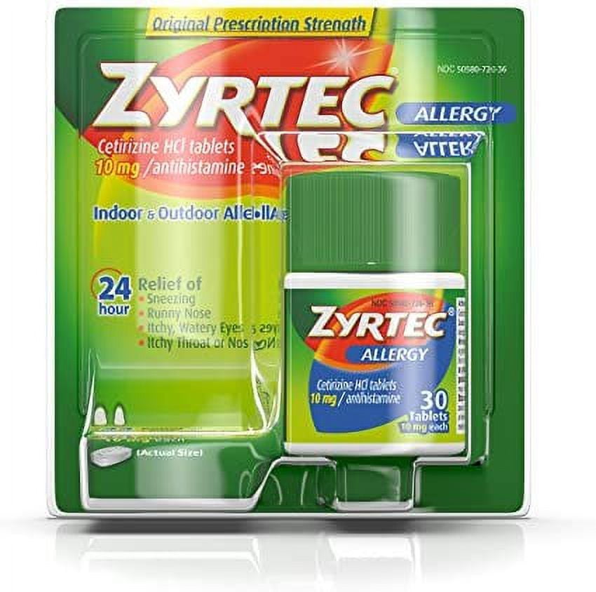Zyrtec Prescription-Strength Allergy Medicine Tablets With Cetirizine, 30 Count, 10 mg