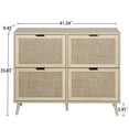 thumbnail image 3 of Rattan Shoe Cabinet with 4 Flip Drawers,Freestanding Slim Shoe Rack,Shoe Cabinet Organizer with Rattan Doors and Wood Legs for Entrance Hallway Bedroom Living Room, 3 of 9