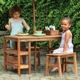 thumbnail image 6 of Martha Stewart Kids Outdoor Craft Table, 2 Benches & Umbrella Set: Acacia Wood Activity Desk w/ Storage, Kids Play Table & Bench for Backyard, Garden, 6 of 7