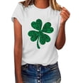 thumbnail image 1 of Vente de Liquidation!! T-Shirt de la Saint-Patrick pour Femmes, Vert Trèfle, Col Rond, Manches Courtes, Tunique Décontractée, Blanc + TTTG, 1 of 3